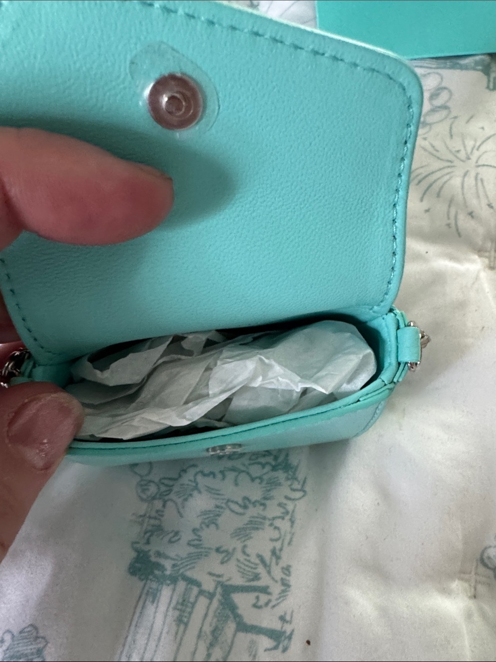 Authentic Tiffany Blue Tiffany T Nano Micro Leather Bag Pouch Purse Charm - Picture 4 of 6